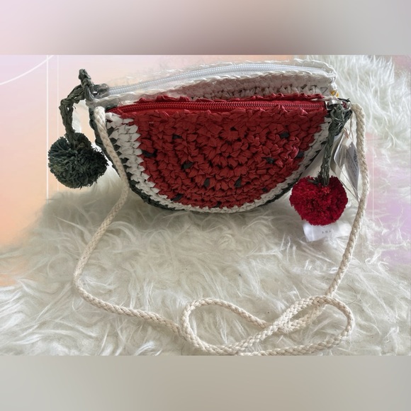 Brand new with tags Cute Watermelon Woven Bag Embroidery Mini Straw Bag... - Picture 3 of 5